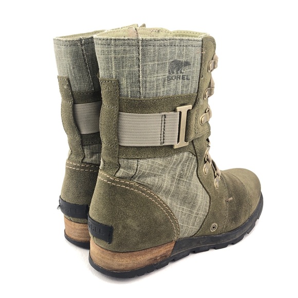 Sorel Major Carly Olive Leather Mid-Calf Moto Boots - Picture 5 of 12